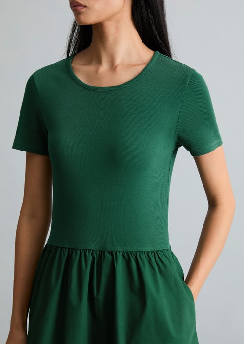 Jersey dress flared — Rich Emerald