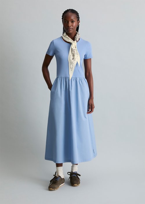 Jersey dress flared — Flaxflower Blue