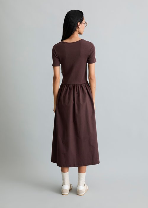 Jersey dress flared — Burnt Aubergine