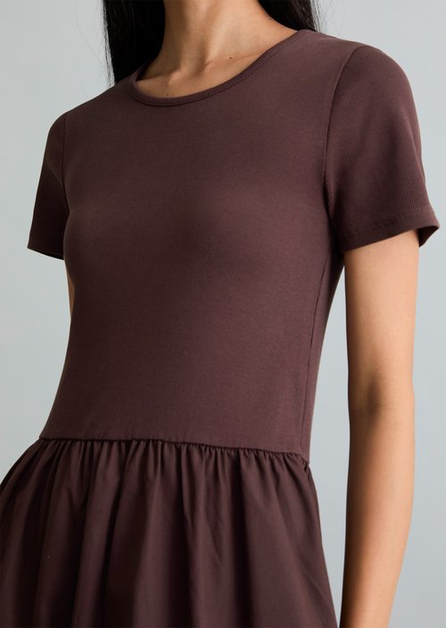 Jersey dress flared — Burnt Aubergine
