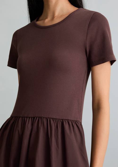 Jersey dress flared with cotton poplin skirt - red | Jersey dresses | MARC O'POLO Jersey dress flared with cotton poplin skirt - red | Jersey dresses | MARC O'POLO