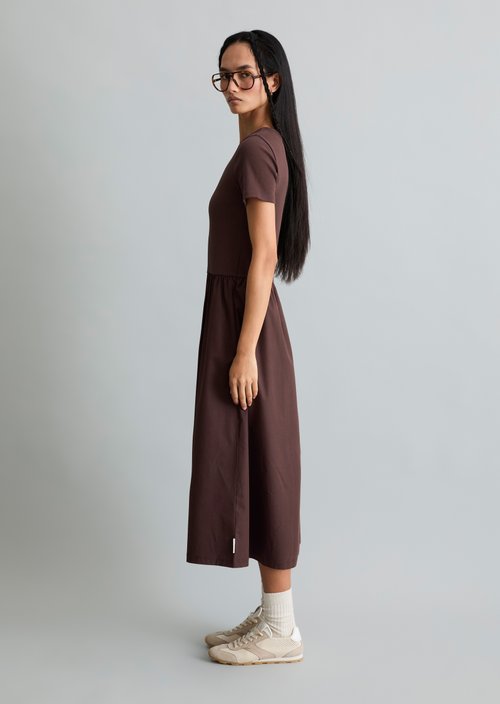 Jersey dress flared — Burnt Aubergine