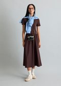 Jersey dress flared with cotton poplin skirt - red | Jersey