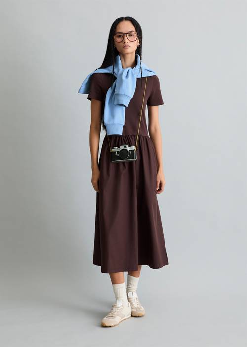 Jersey dress flared with cotton poplin skirt - red | Jersey dresses | MARC O'POLO Jersey dress flared with cotton poplin skirt - red | Jersey dresses | MARC O'POLO