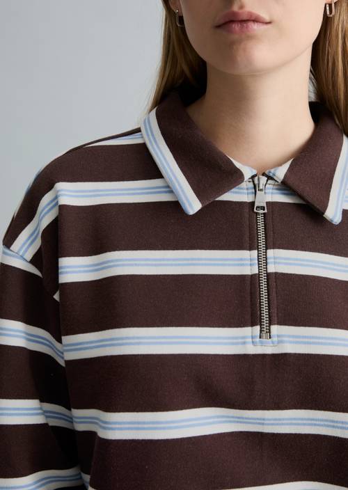 Polo-Sweatshirt relaxed Dark Brown in Detailansicht