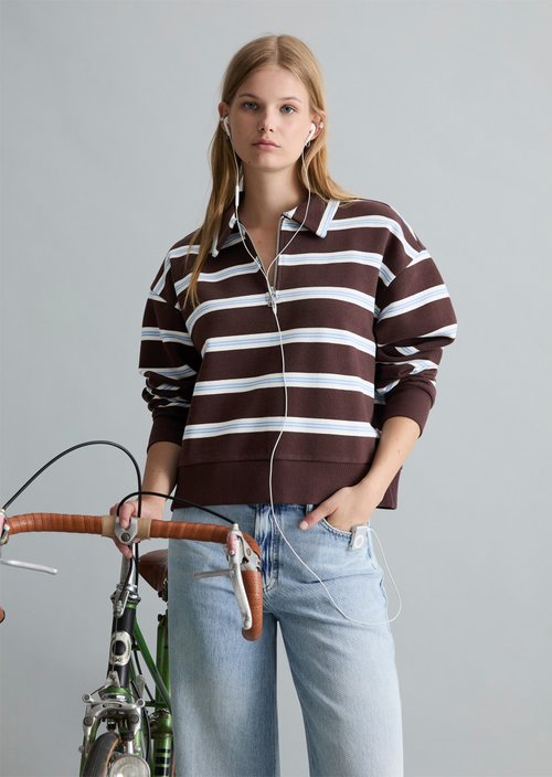 Polo sweatshirt relaxed — Dark Brown