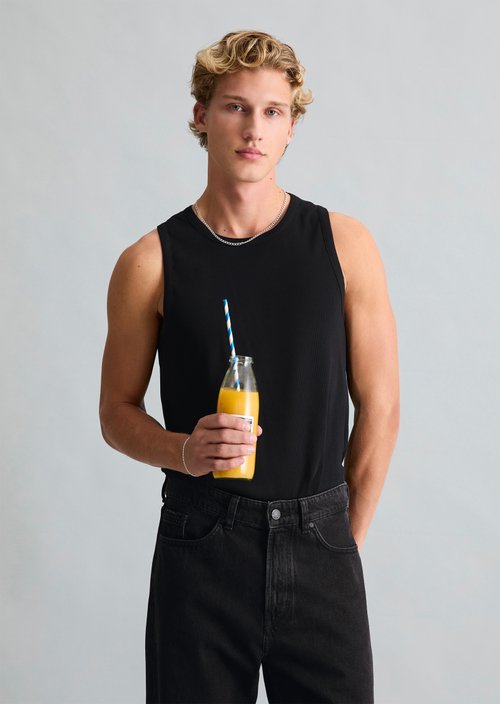 DfC ribbed tank top slim — Black