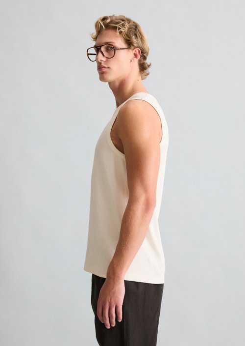 DfC ribbed tank top slim — Silky White