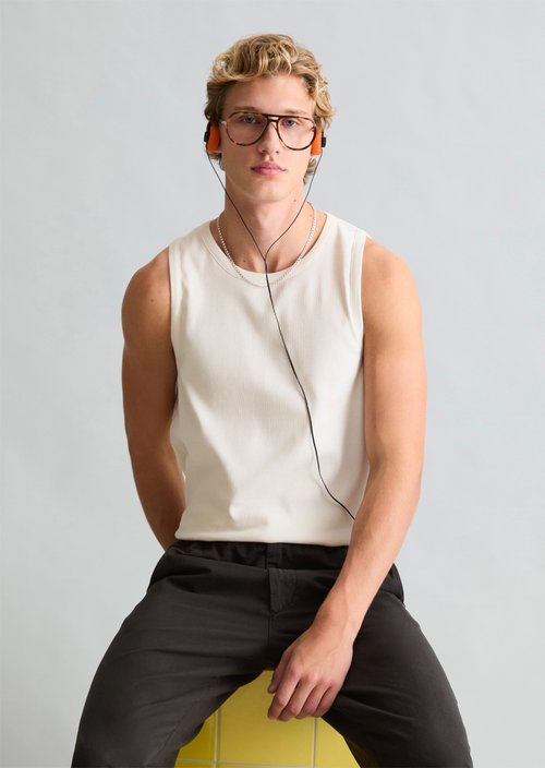 DfC ribbed tank top slim — Silky White