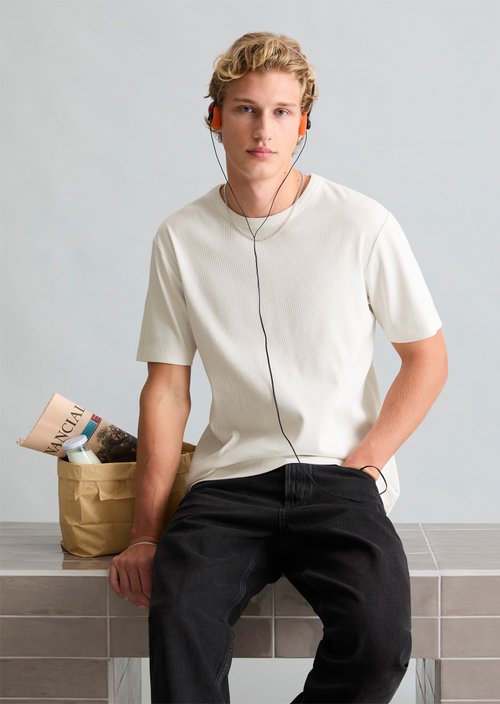 DfC ribbed T-shirt regular — Silky White