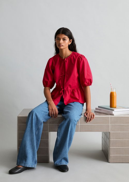 Peplum blouse regular — Vivid Cherry