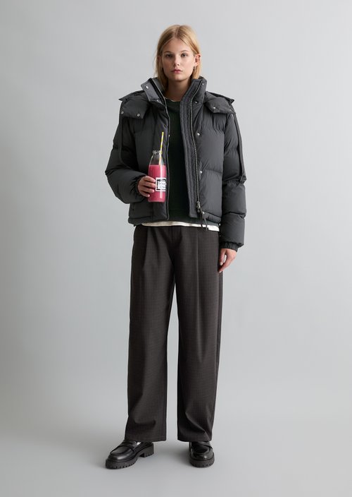 Regular-Fit Quilted Down Jacket — Light Graphite