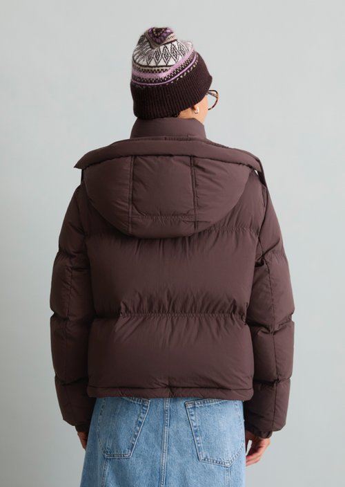 Regular-Fit Quilted Down Jacket — Espresso Brown