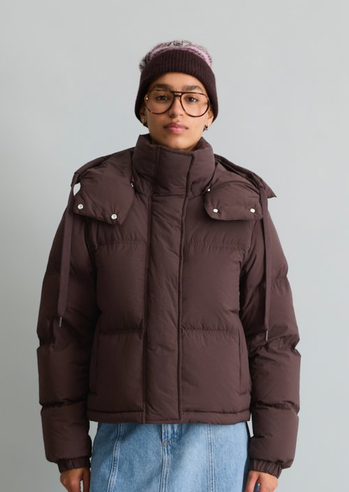 Regular-Fit Quilted Down Jacket — Espresso Brown