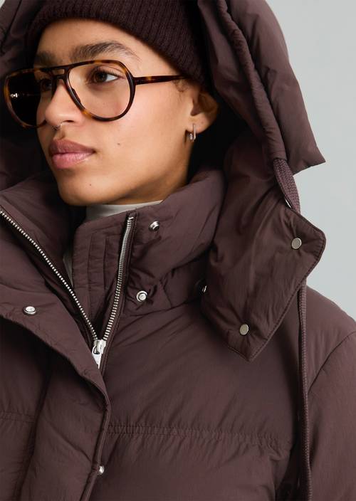 Regular-Fit Quilted Down Jacket Espresso Brown in detail view