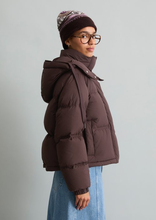 Regular-Fit Quilted Down Jacket — Espresso Brown