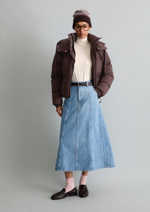Regular-Fit Quilted Down Jacket — Espresso Brown
