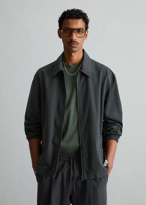 Seersucker-Overshirt Peppercorn Grey in Frontalansicht