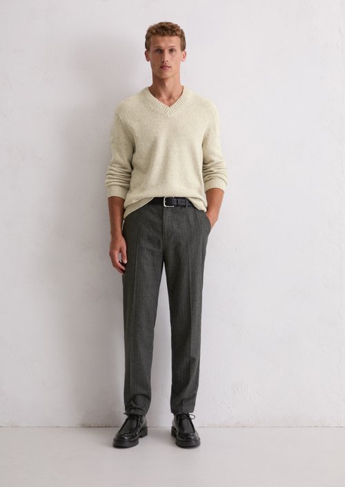 V-neck sweater regular — Grey Silk