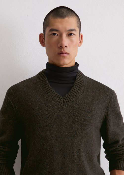 V-neck sweater regular — Chocolate Brown