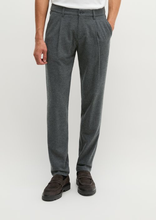 Pants Model Osby Jogger pleats tapered — Dark Grey Melange