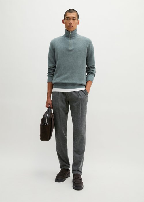 Pants Model Osby Jogger pleats tapered — Dark Grey Melange
