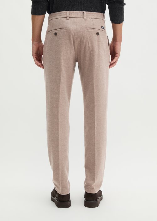 Pants Model Osby Jogger pleats tapered — Medium Brown Melange