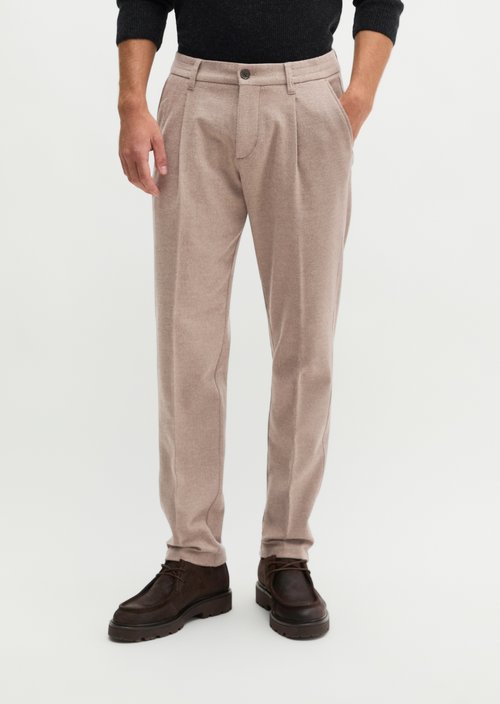 Pants Model Osby Jogger pleats tapered — Medium Brown Melange