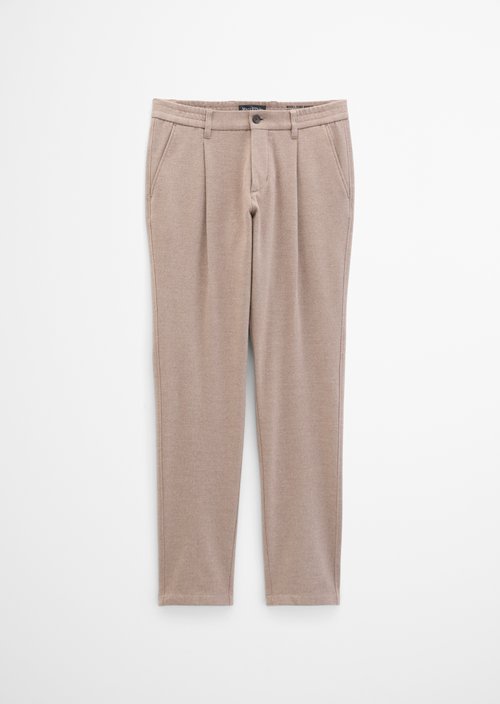 Pants Model Osby Jogger pleats tapered — Medium Brown Melange