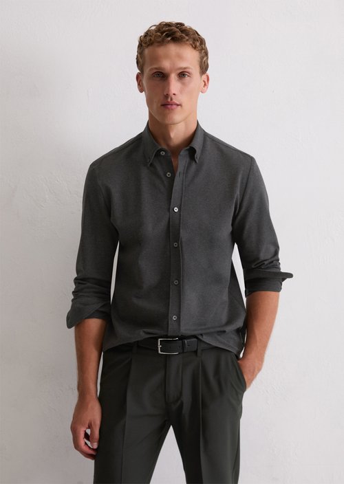 Jersey shirt shaped — Coal Grey Melange