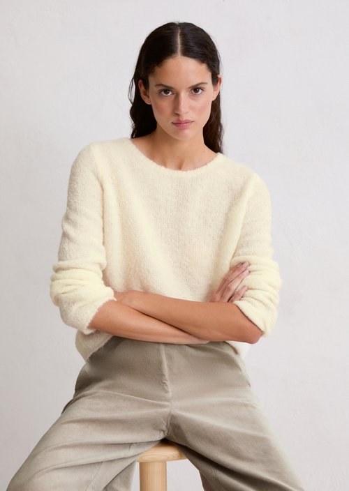 Bouclé sweater regular — White Cotton