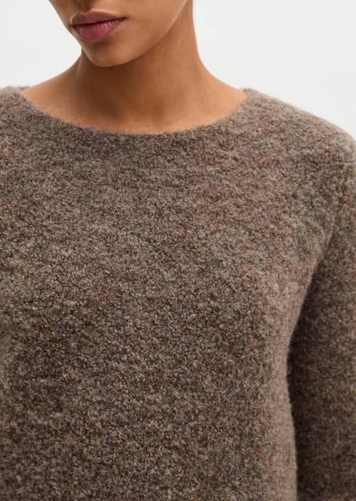 Pull bouclette regular Stone Taupe Melange en vue détaillée