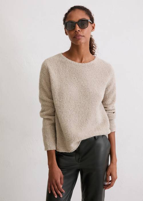 Bouclé trui regular Chalky Mauve Melange in vooraanzicht