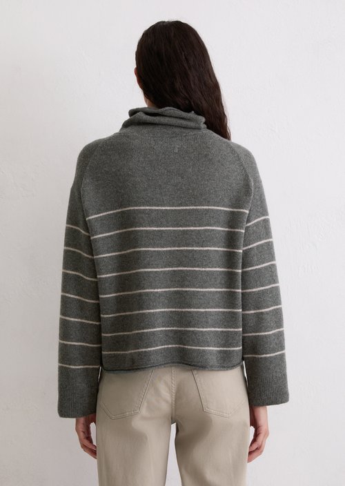 Striped turtleneck sweater relaxed — Medium Grey