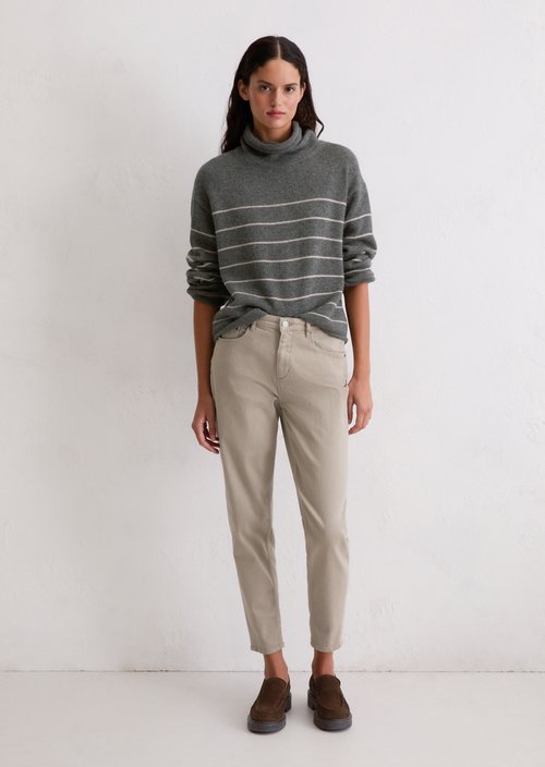 Striped turtleneck sweater relaxed — Medium Grey