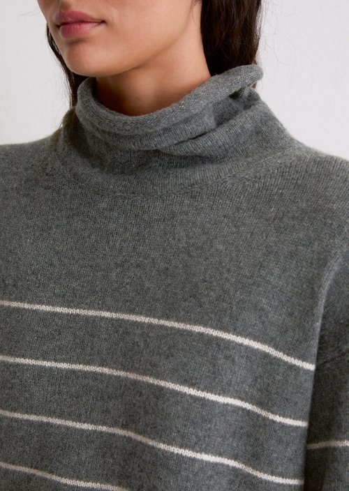 Striped turtleneck sweater relaxed — Medium Grey