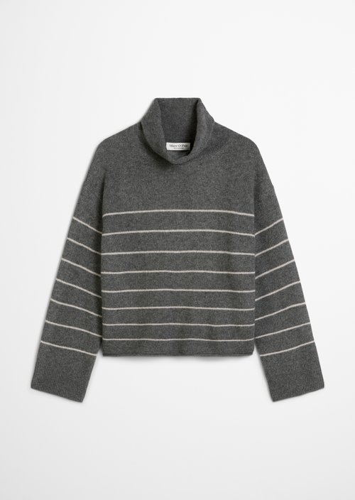 Striped turtleneck sweater relaxed — Medium Grey