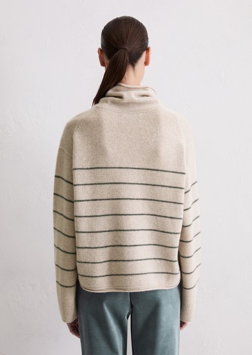 Striped turtleneck sweater relaxed — Light Beige