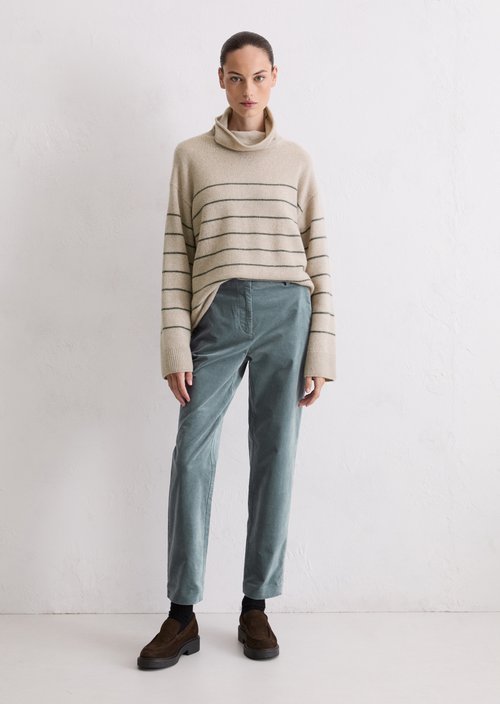 Striped turtleneck sweater relaxed — Light Beige