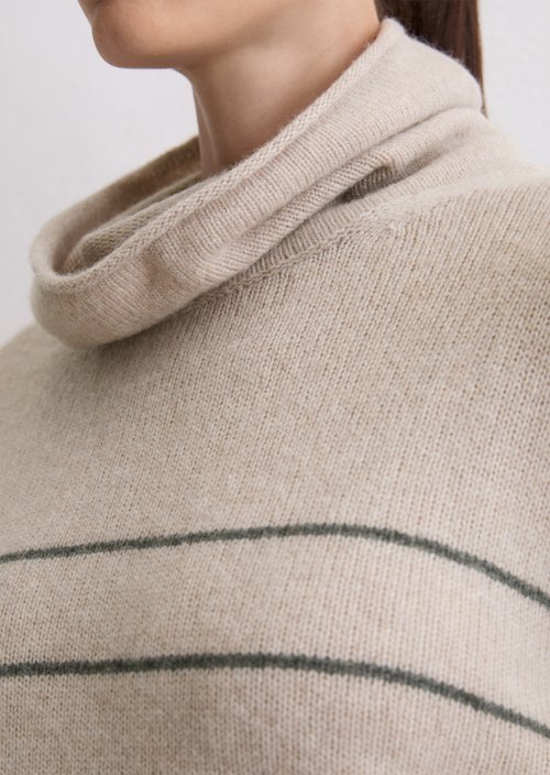Striped turtleneck sweater relaxed — Light Beige