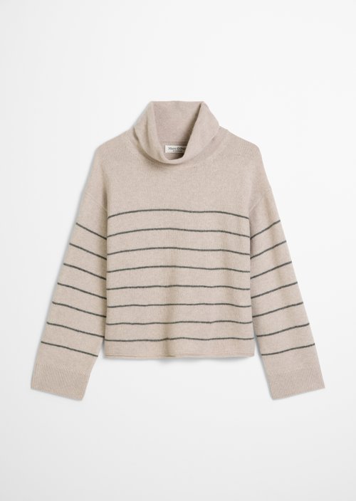 Striped turtleneck sweater relaxed — Light Beige