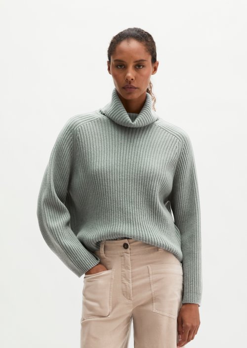 Ribbed turtleneck sweater loose — Foggy Blue
