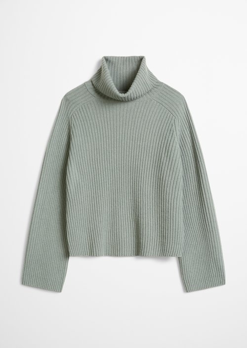 Ribbed turtleneck sweater loose — Foggy Blue