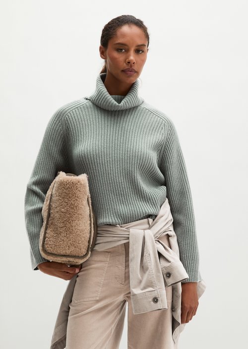 Ribbed turtleneck sweater loose — Foggy Blue