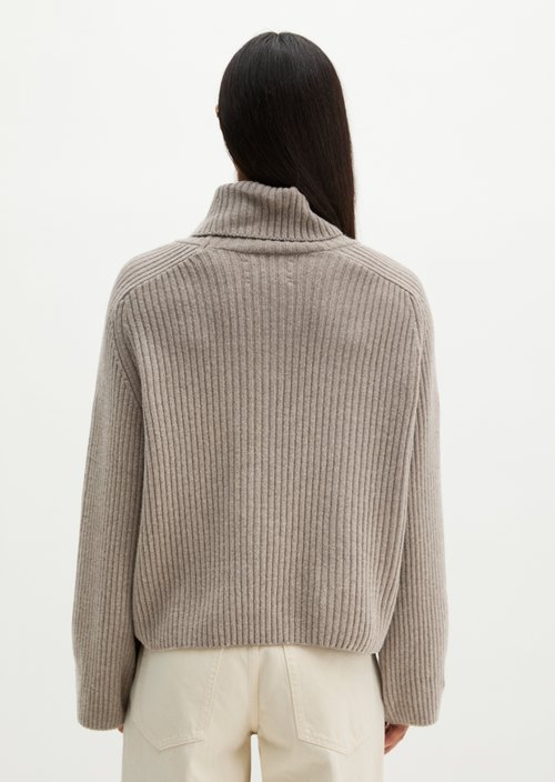 Ribbed turtleneck sweater loose — Stone Taupe Melange