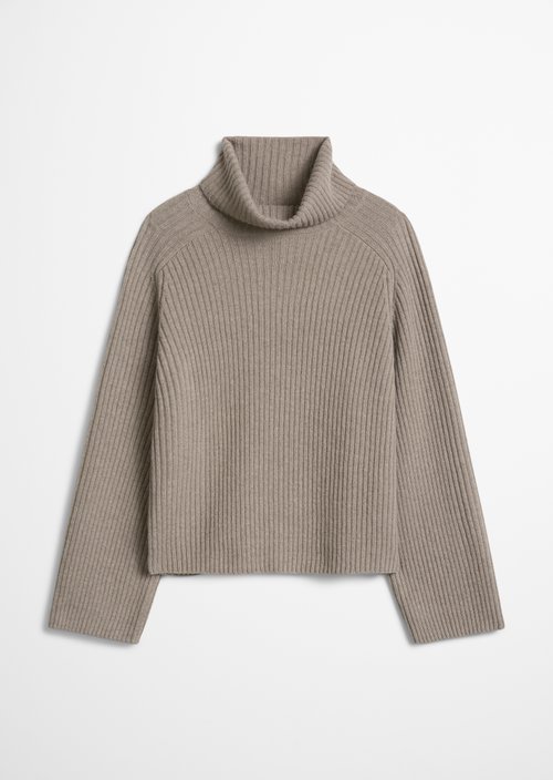 Ribbed turtleneck sweater loose — Stone Taupe Melange