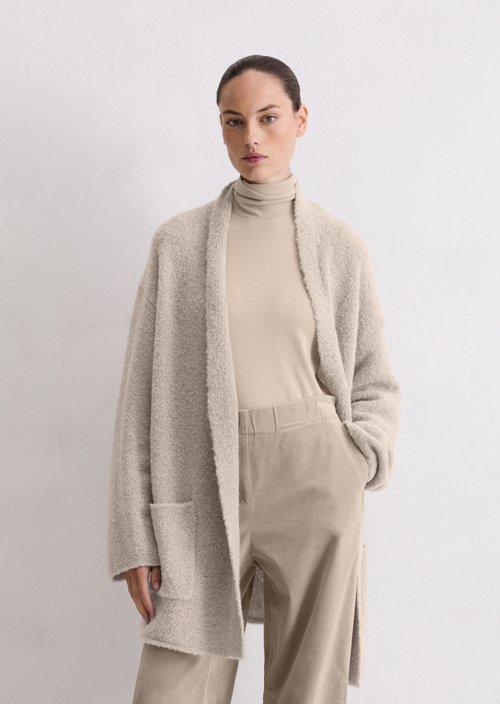 Bouclé cardigan regular — Chalky Mauve Melange