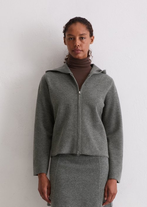 Zip cardigan loose — Rocky Grey Melange