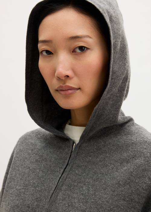 Zip cardigan loose Middle Grey Melange in detail view