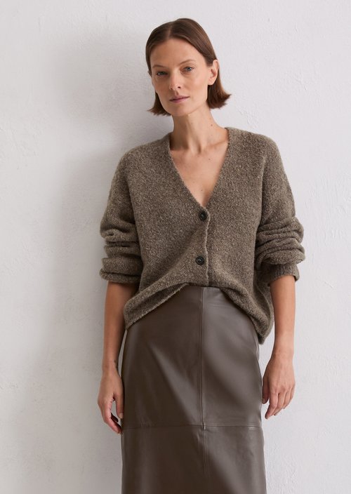 Bouclé cardigan regular — Shaded Brown Melange